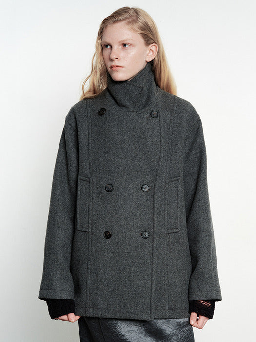 Margesherwood Oversized Cashmere Pea Coat grey