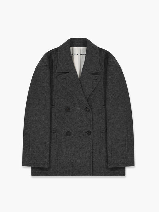 Margesherwood Oversized Cashmere Pea Coat grey