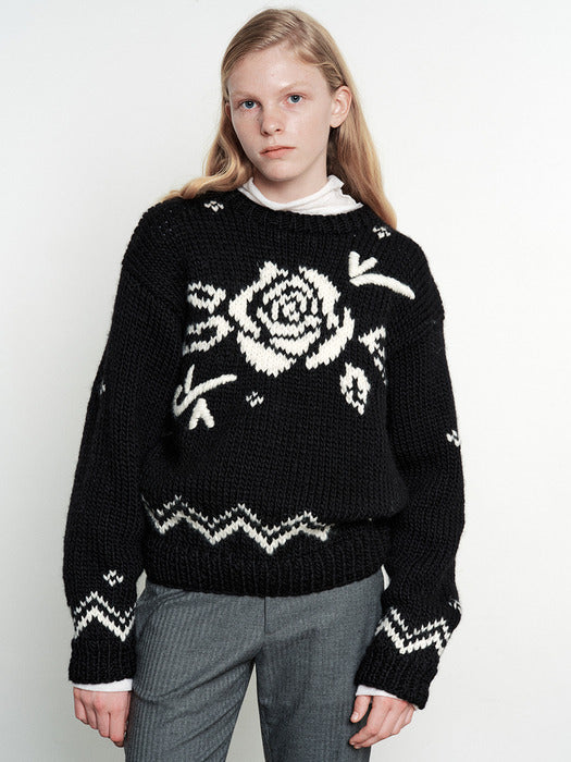 [MARGESHERWOOD] ROSE HANDMADE PULLOVER_black