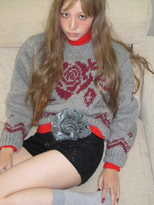 [MARGESHERWOOD] ROSE HANDMADE PULLOVER_grey