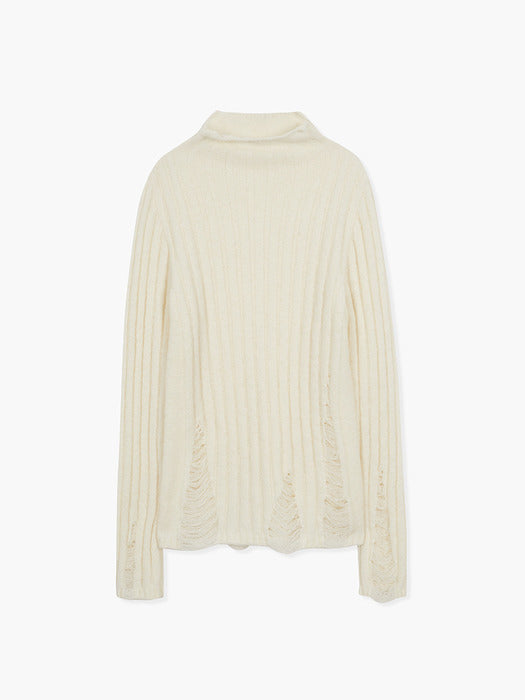 [MARGESHERWOOD] RIBBED TURTLENECK PULLOVER_ivory