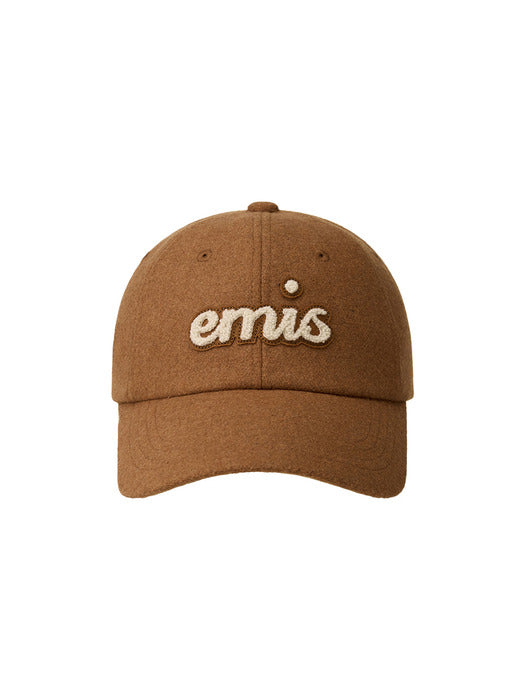 [emis] BOUCLE LETTERING LOGO BALL CAP-REDDISH BROWN