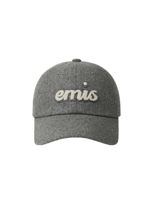 [emis] BOUCLE LETTERING LOGO BALL CAP-GRAY
