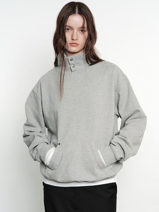 [MARGESHERWOOD] HIGHNECK SNAP SWEATSHIRT_grey