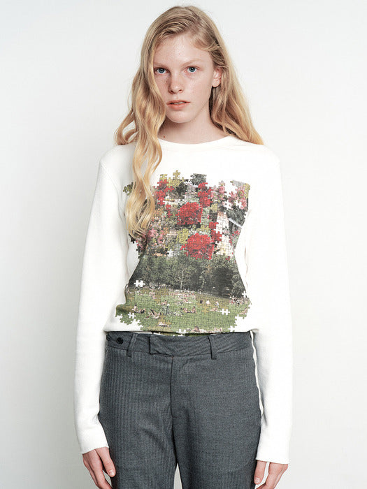 [MARGESHERWOOD] WAFFLE PRINT T-SHIRT_white