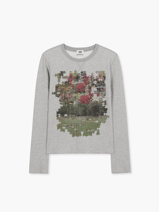 [MARGESHERWOOD] WAFFLE PRINT T-SHIRT_grey