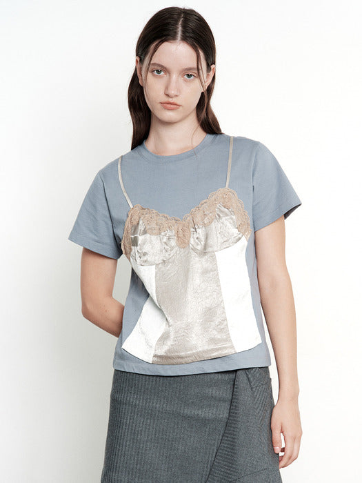 Margesherwood Camisole Layered T-Shirt - sky blue