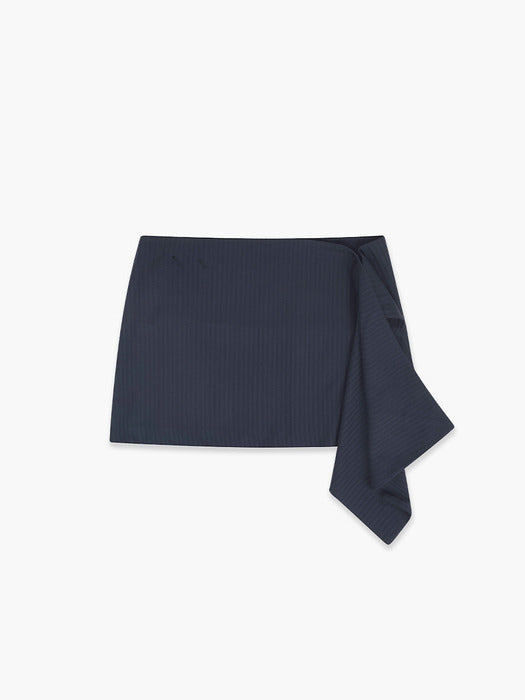 [MARGESHERWOOD] STRIPE BUTTON WRAP SKIRT_navy