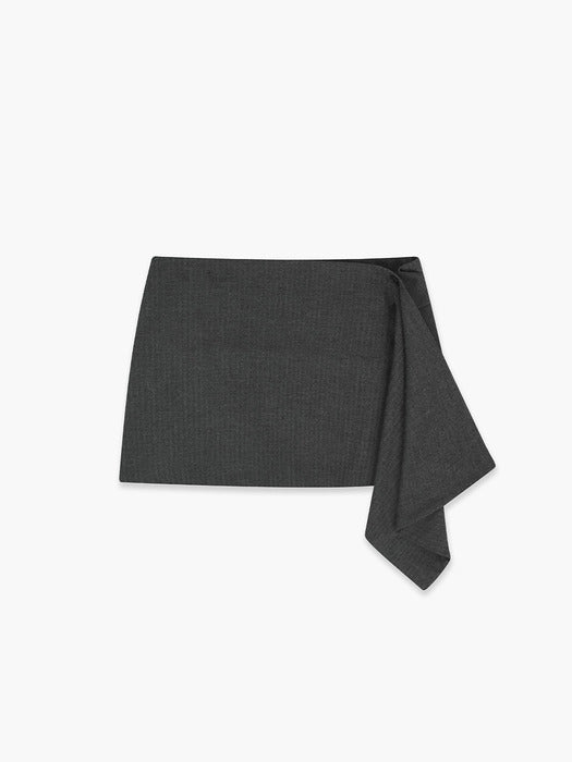 [MARGESHERWOOD] STRIPE BUTTON WRAP SKIRT_grey