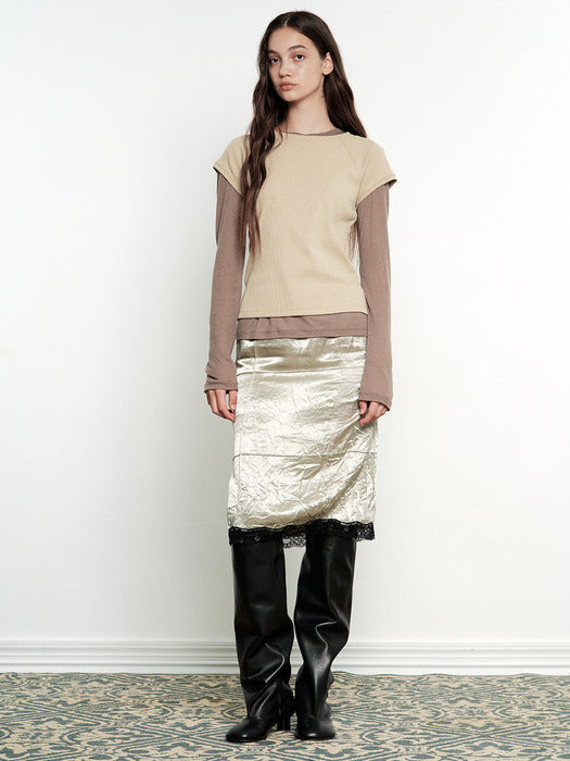 Margesherwood Satin Lace Midi Skirt mint