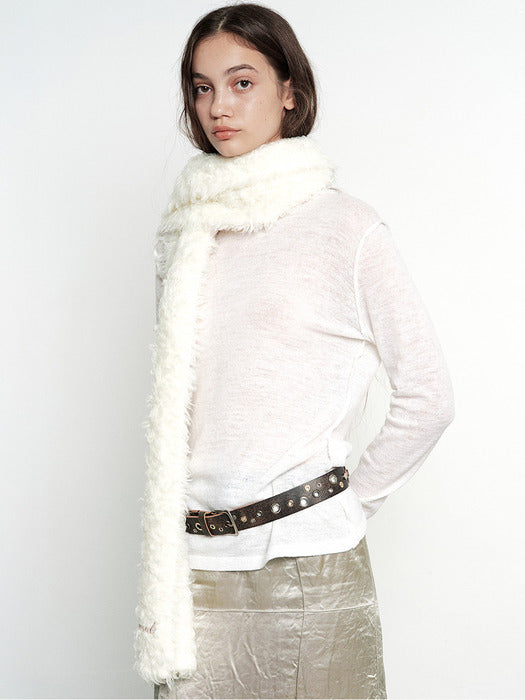 Margesherwood Hairy Wool Muffler ivory