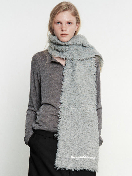[MARGESHERWOOD] HAIRY WOOL MUFFLER_melange grey