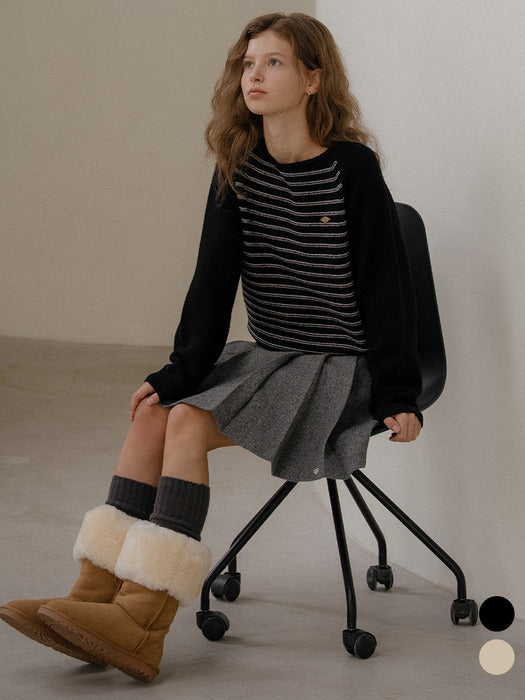 Tillidie Lambswool blended line point knit