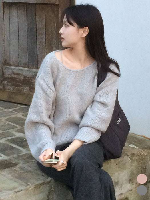 [TILLIDIE] Overfit wool blended boat neck knit [TIWT02SW03]_2color