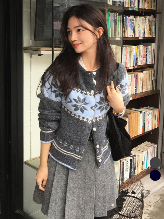 [TILLIDIE] Snowflake wool blended cardigan [TIWT02CD02] _2 colors