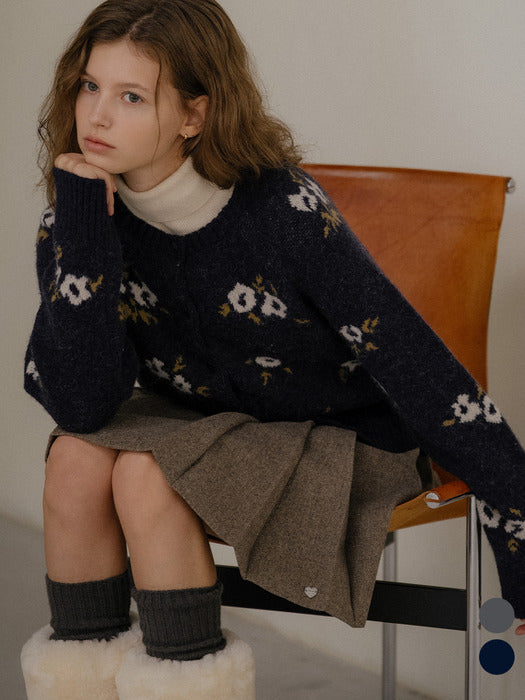 Tillidie Flower alpaca blended cardigan