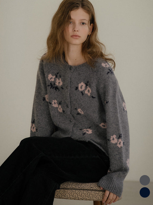 Tillidie Flower alpaca blended cardigan