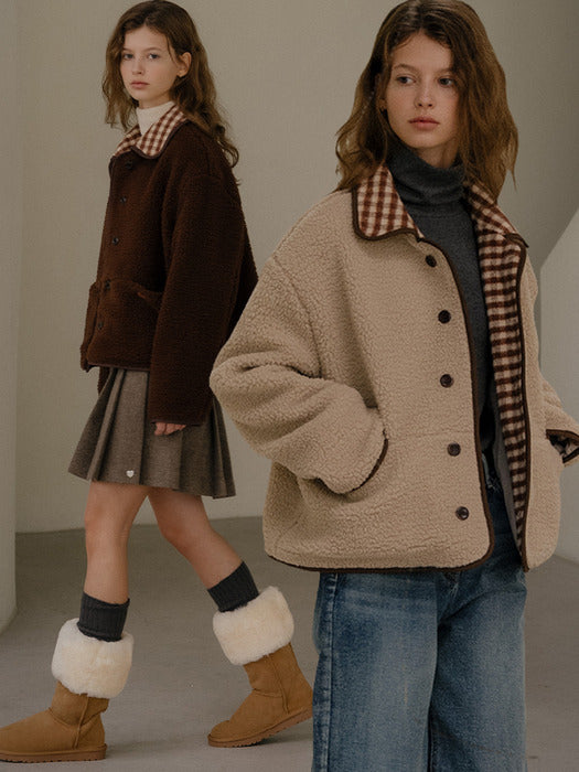 Tillidie Check collar detail dumble jumper