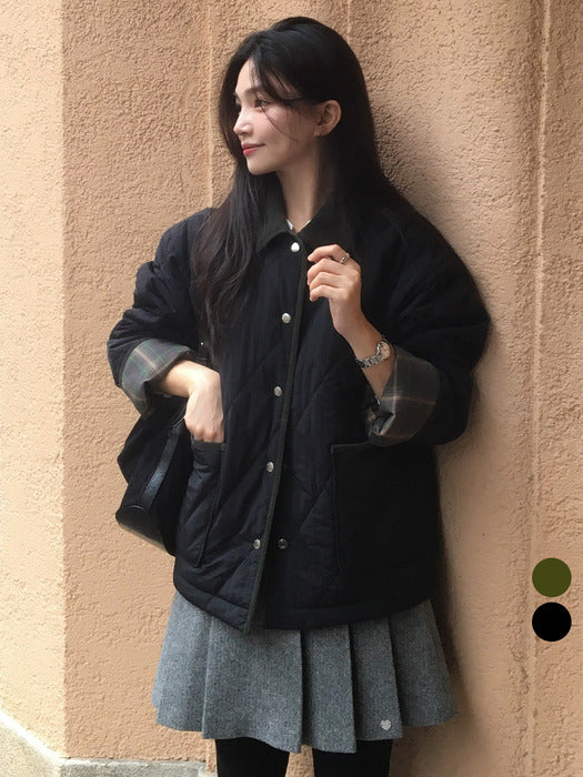 [TILLIDIE] Classic Collar Point Quilted Jumper [TIWT02JP02] - 2 Colors