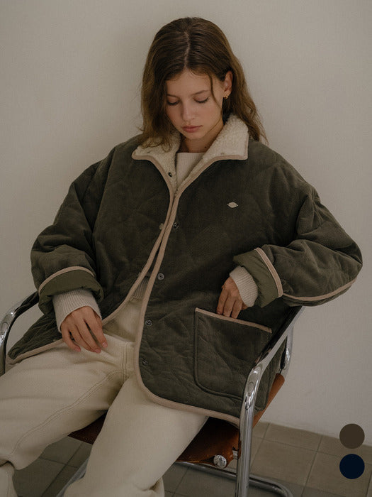 [TILLIDIE] High-neck dumble quilting jumper [TIWT02JP01]_2color