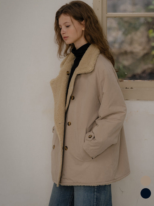 Tillidie Faux fur collar double coat