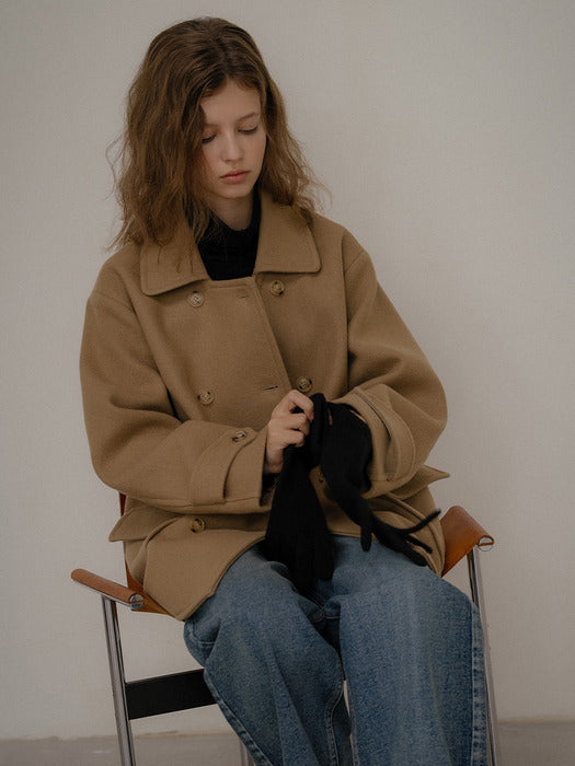 Tillidie Detachable fur collar double coat