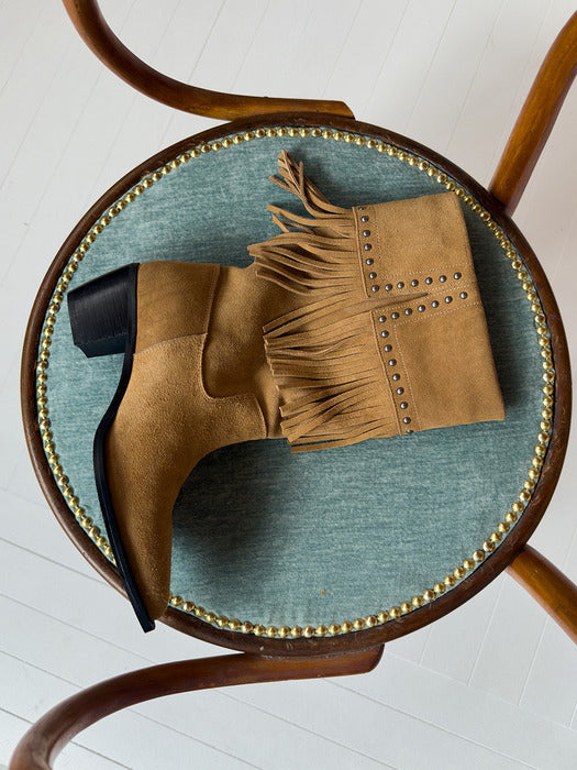 Raive Shelva Fringe Middle Boots in Camel