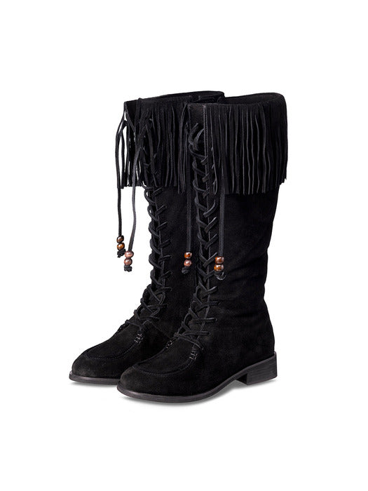 Raive Novah Fringe Long Boots in Noir
