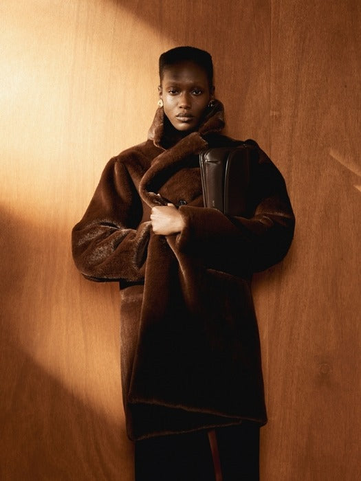 [recto] GRANDMA FAUX FUR DOUBLE COAT (VINTAGE BROWN)