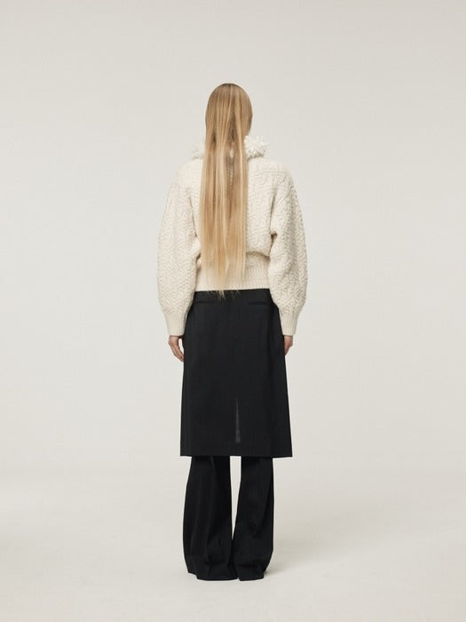 [recto] FRINGE MUFFLER KNIT TOP (CREAM)