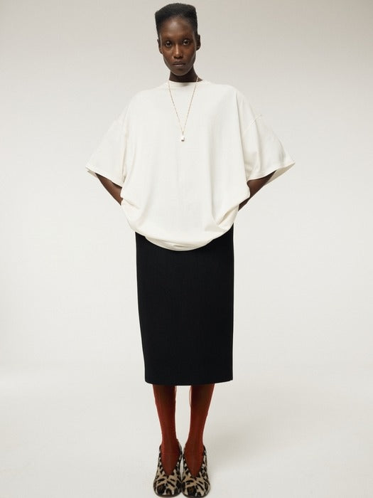 [recto] Wool Midi Skirt (Black)