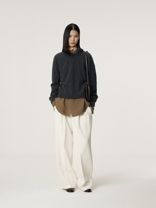 [recto] SHIRT CUFFS DETAIL KNIT TOP (DARK BURGUNDY)