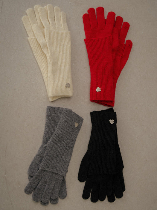 [TILLIDIE] Heart detail warmer glove set [TIWT03AC04]_4color