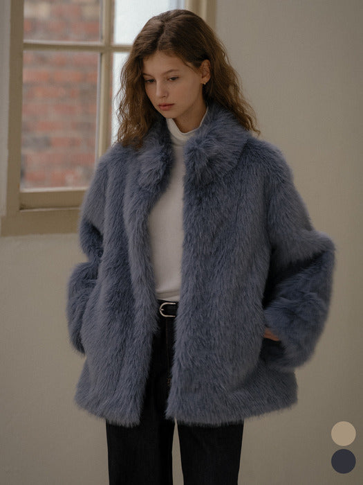 [TILLIDIE] Hairy faux fur coat [TIWT03CT02]_2color