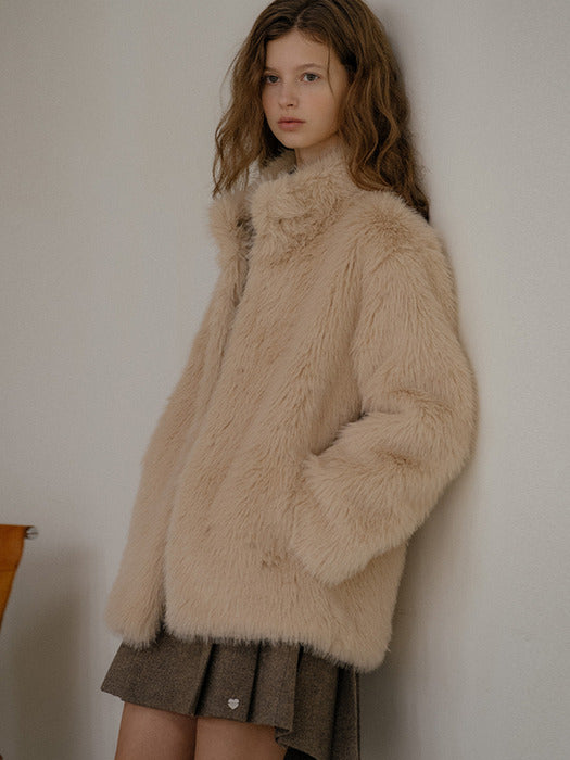 [TILLIDIE] Hairy faux fur coat [TIWT03CT02]_2color