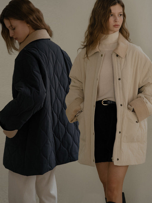 [TILLIDIE] Collar wool blended quilting padding jumper [TIWT03JP01]_2color