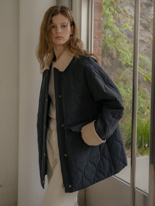 [TILLIDIE] Collar wool blended quilting padding jumper [TIWT03JP01]_2color