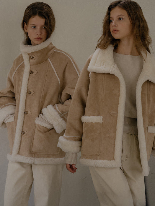 Tillidie High-neck line wool shearling mustang