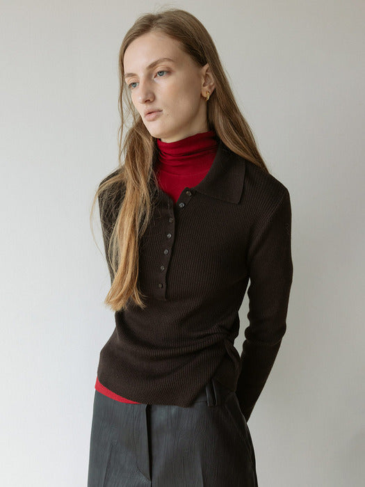 Loeuvre Twist Detail Ribbed Collar Knit