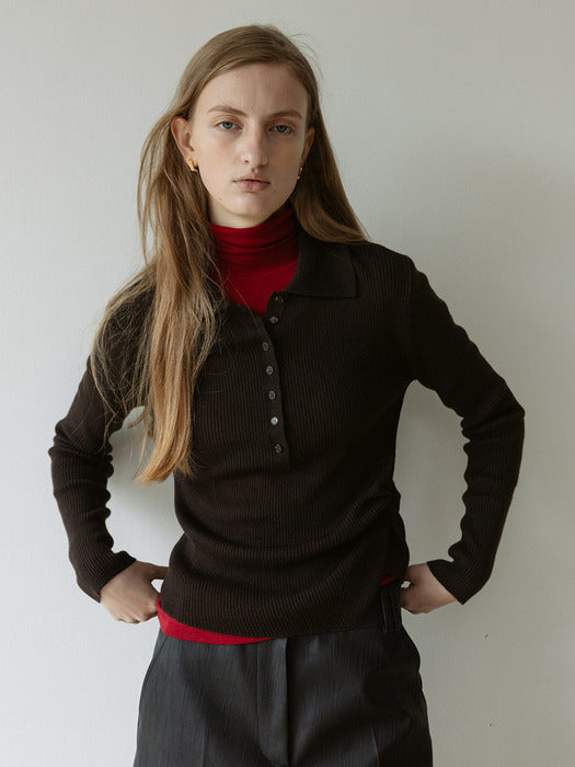 Loeuvre Twist Detail Ribbed Collar Knit