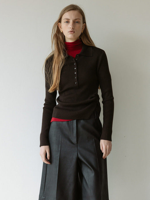Loeuvre Twist Detail Ribbed Collar Knit
