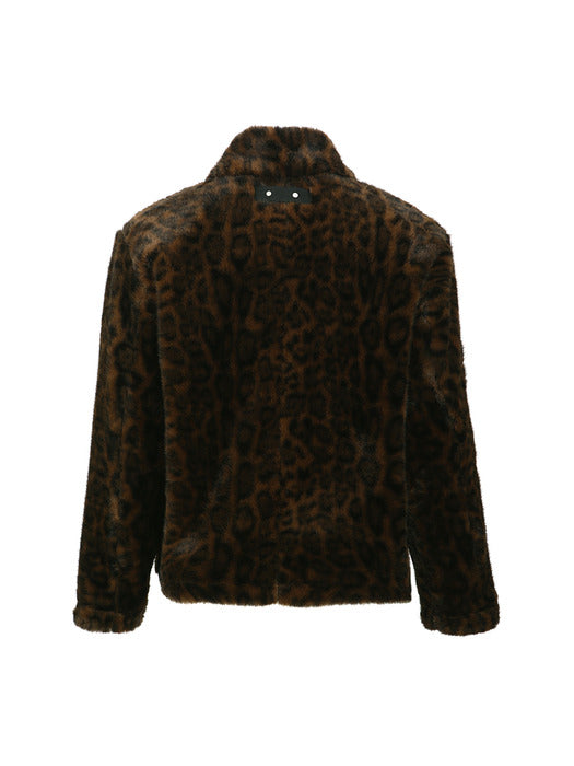 UNISEX LEOPARD FUR DUFFLE JACKET awa735u(BROWN)