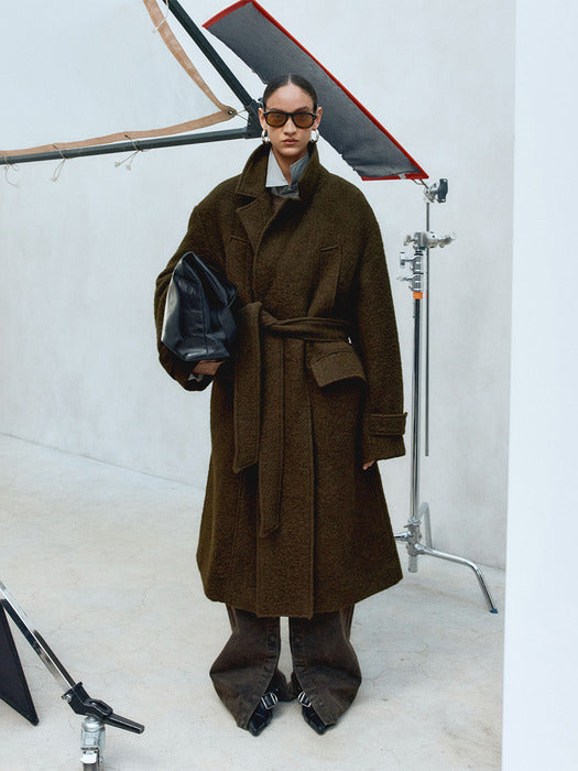 MATTIA SHAGGY WOOL ROBE COAT awa714m(BROWN)