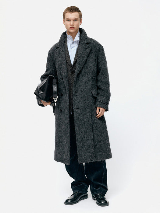 MATTIA SHAGGY WOOL ROBE COAT awa715m(GREY)