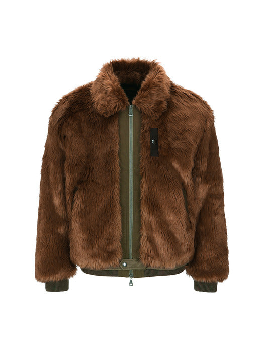 UNISEX FLIGHT FUR BOMBER JACKET awa710u(BROWN)