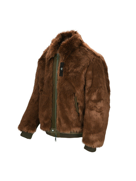 UNISEX FLIGHT FUR BOMBER JACKET awa710u(BROWN)