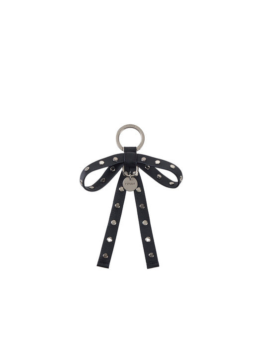 [vunque] Goth Leather Ribbon Charm — Black