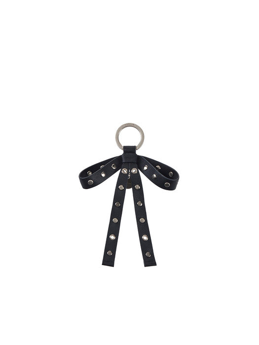 [vunque] Goth Leather Ribbon Charm — Black