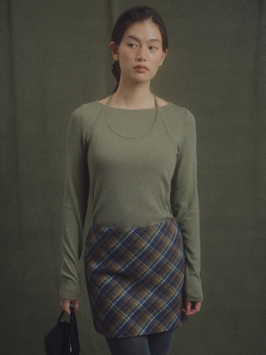 Mango Maniplease Nix Check Mini Skirt Brown