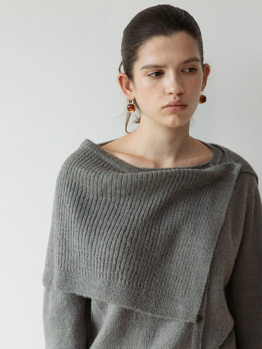 Loeuvre Asymetric Placket Cardigan + Wrap Skirt